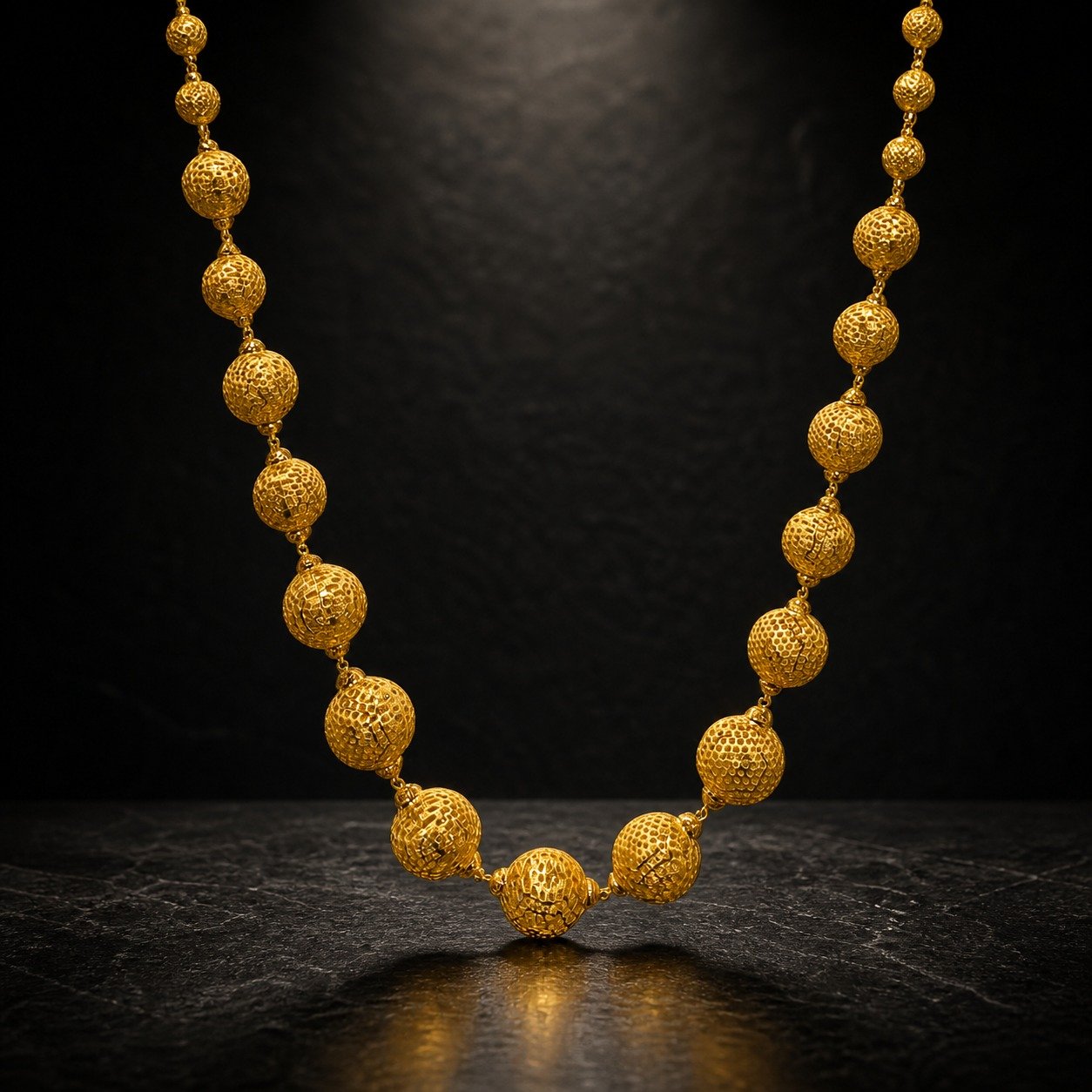 Gold Textured Ball Necklace